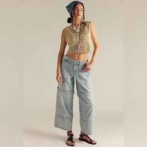NWOT Free People Women's Trailblazer slouchy Convertible Jeans sz 29